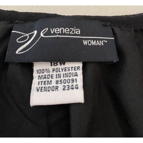 Venezia Black Sheer Lace Trim Dress Scoop Neck Short Sleeve 18W - Picture 3 of 10